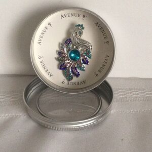 Peacock Brooch with Blue and Purple Gems